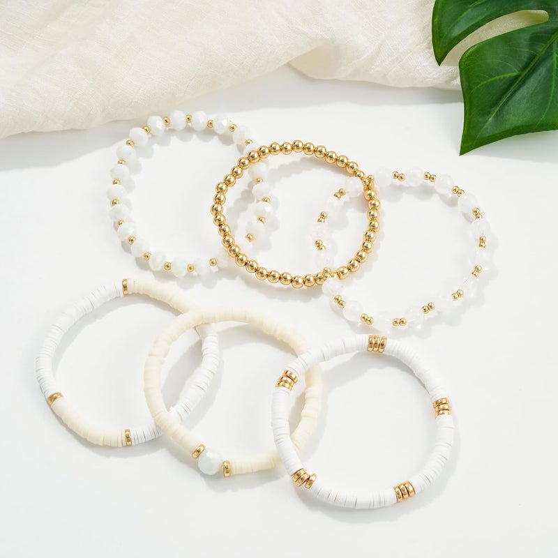 Aigrnc Boho Beaded Stretch Bracelets For Women Stackable Crystal Gold Plated Beaded Bracelets Set Trendy Handmade Friendship Braeclet Jewelry Gifts - Image 2